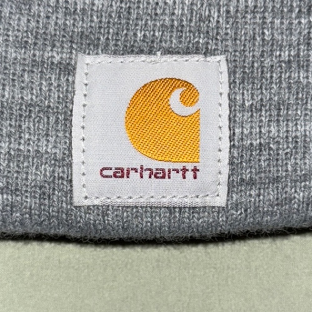 Carhartt Light Heather Gray Knit Beanie with Ribbed Texture - Picture 3 of 4